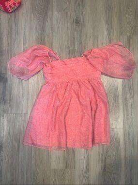 Abercrombie & Fitch Pink Mini Dress with Puff Sleeves